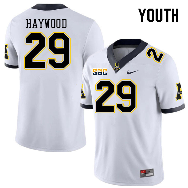 Youth #29 Maquel Haywood Appalachian State Mountaineers College Football Jerseys Stitched Sale-White
